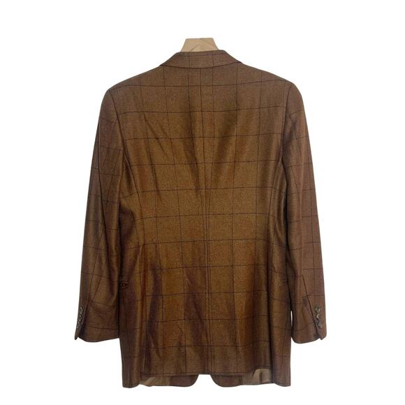 Nino Danieli Blazer Men's Size Small Brown Check Straight Fit Suit Button Front - Picture 2 of 5